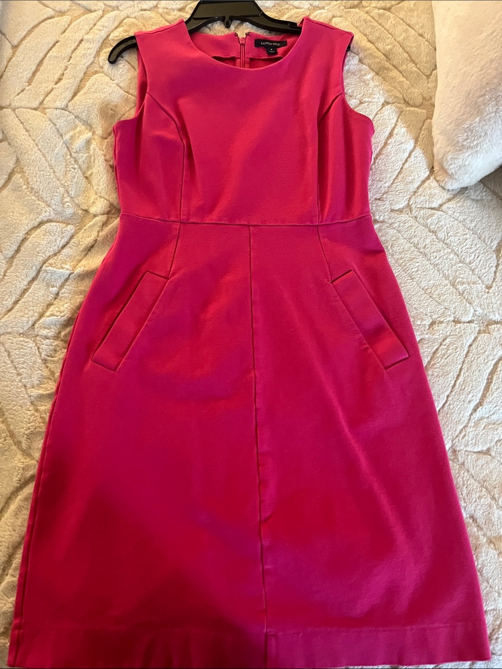 Lands' End Hot Pink Sleeveless Midi Sheath Dress